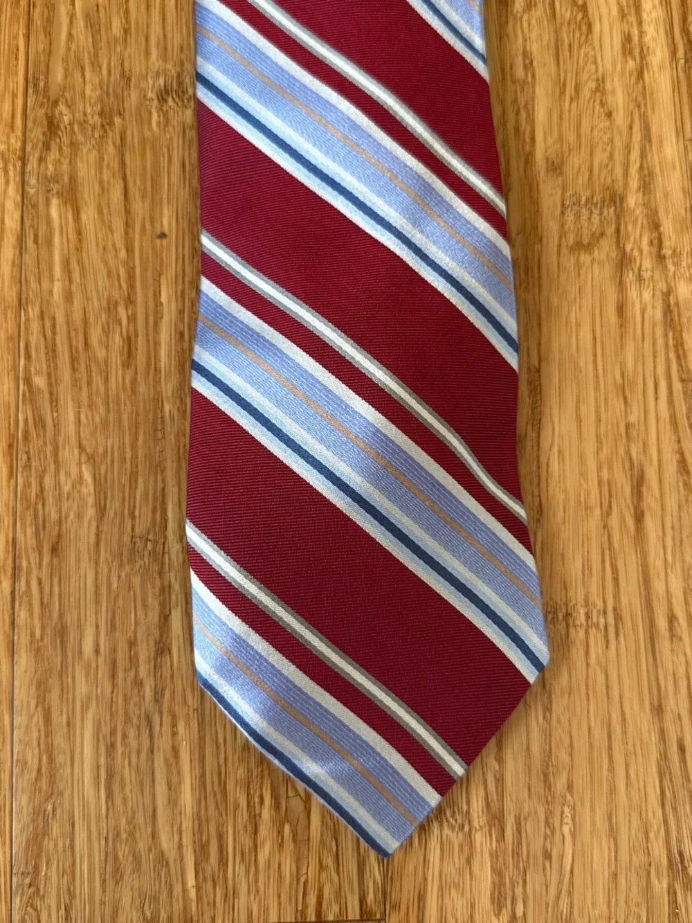 Ike behar NY Classic Burgundy and Light Blue Striped Men's Tie